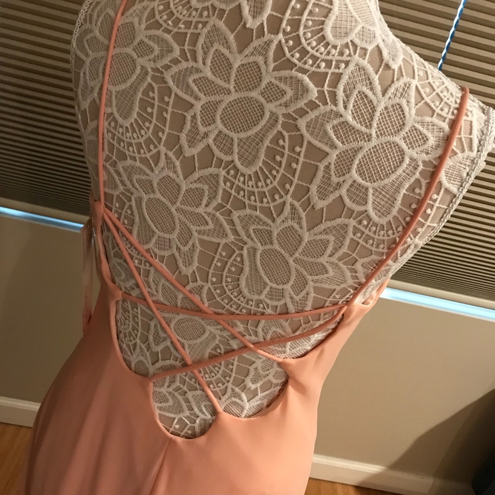 Dave & Johnny Peach Apricot Formal Prom Dress - Picture 6 of 7